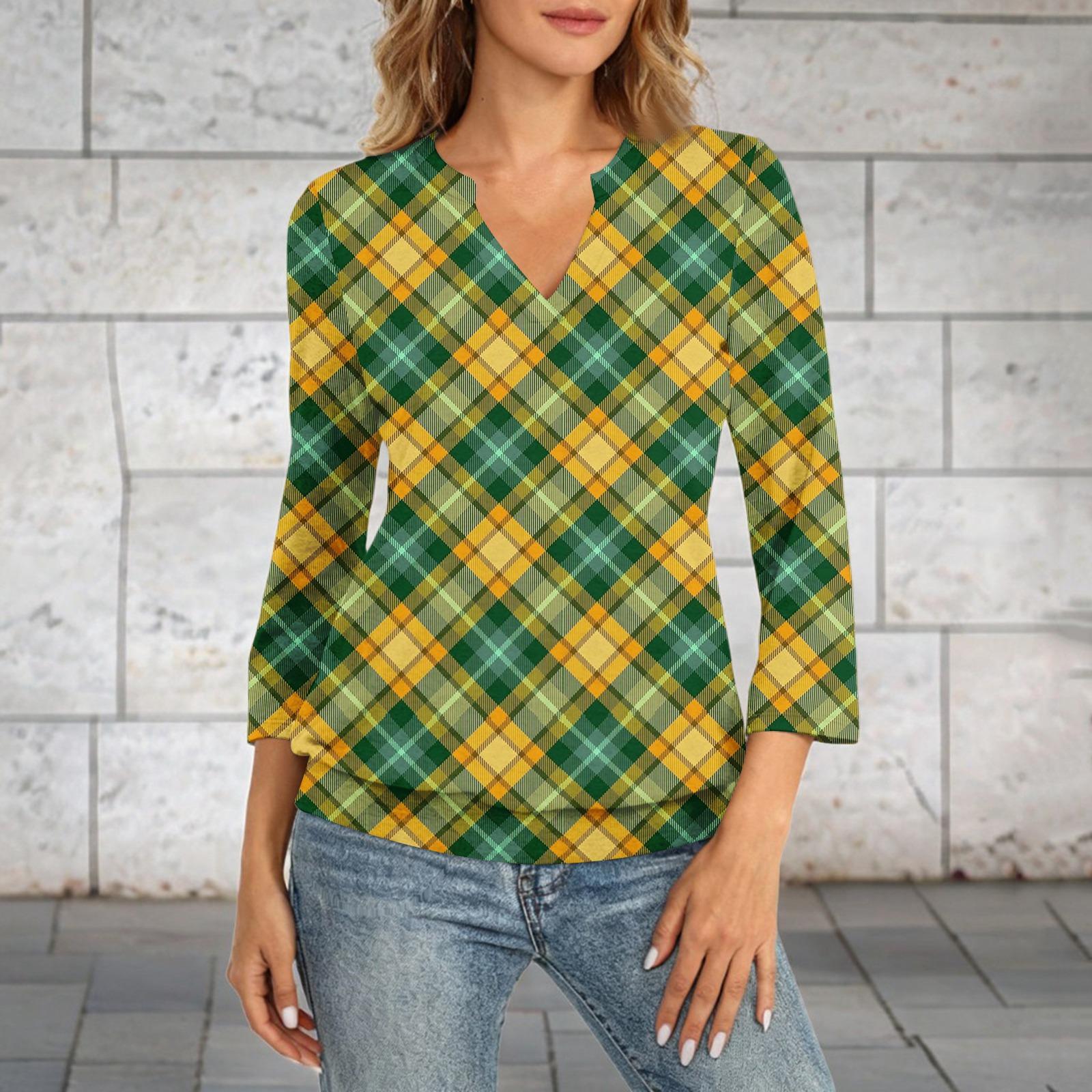 Женский топ с рукавом 3/4, вырез горловины, V-образный вырез, летняя повседневная футболка, топ с принтом в клетку S жёлтый
Женский топ с рукавом 3/4, вырез горловины, V-образный вырез, летняя повседневная футболка, топ с принтом в клетку S жёлтый