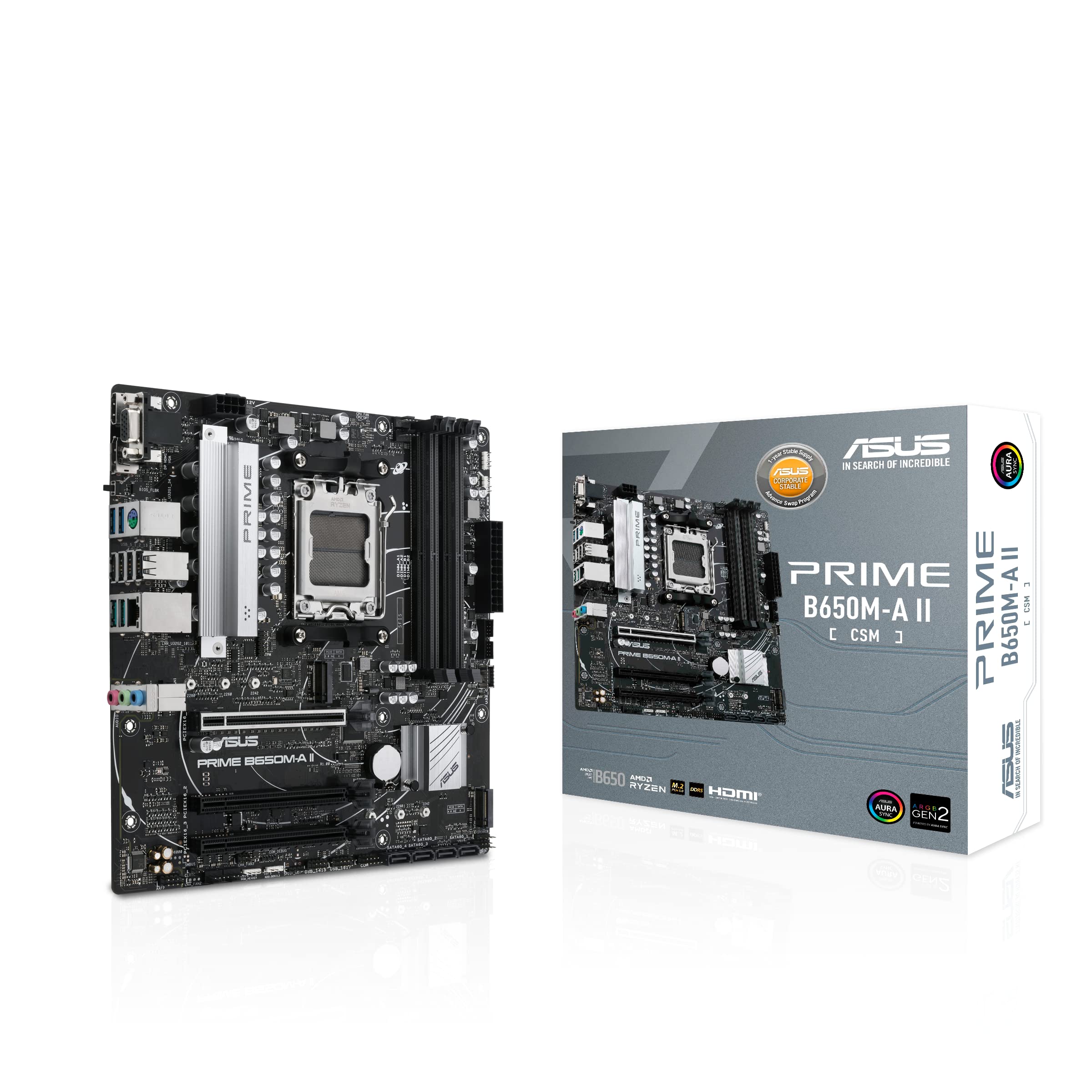 Asus AMD B650, сумісний із роз’ємом AM5. Домашній авторизований дистриб’ютор. Материнська плата Micro-ATX/PRIME B650M-A II-CSM
Asus AMD B650, сумісний із роз’ємом AM5. Домашній авторизований дистриб’ютор. Материнська плата Micro-ATX/PRIME B650M-A II-CSM