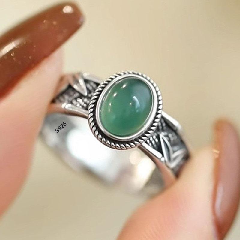 925 Sterling Silver Rings for Women Couple Minimalist Handmade Simple Green stone Ring Fine Jewelry Gift Prevent Allergy resizable
925 Sterling Silver Rings for Women Couple Minimalist Handmade Simple Green stone Ring Fine Jewelry Gift Prevent Allergy resizable