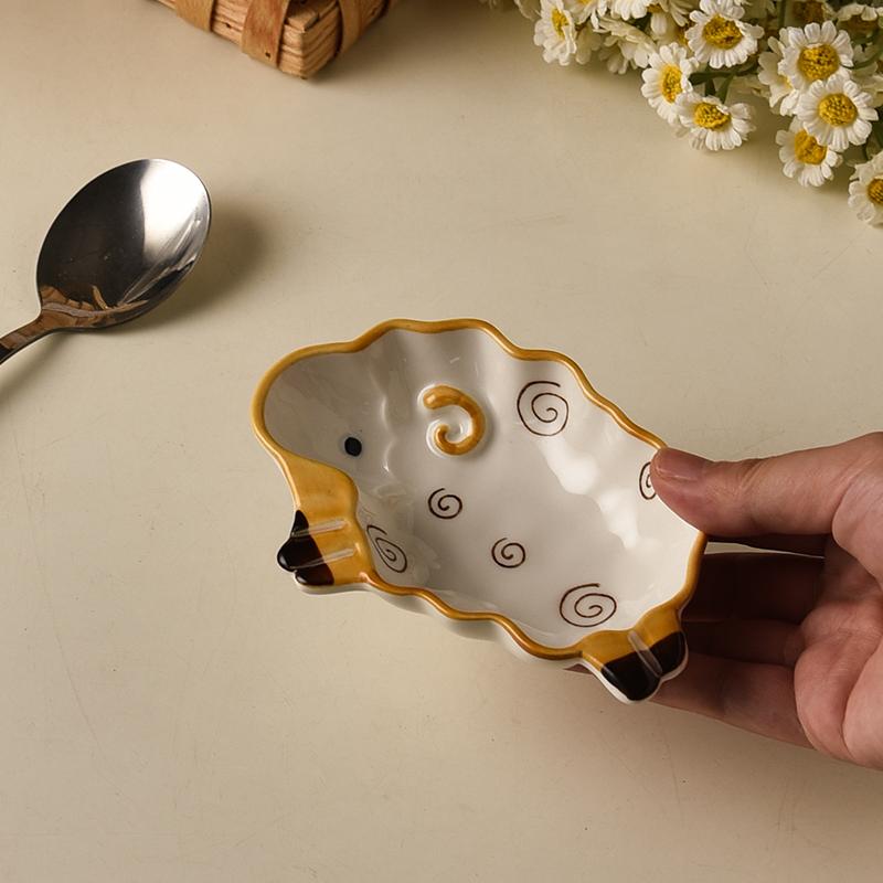 Керамическая тарелка для соуса, маленькая тарелка в форме овечки, японская тарелка для суши, горчицы, соевого соуса, настольная декоративная посуда