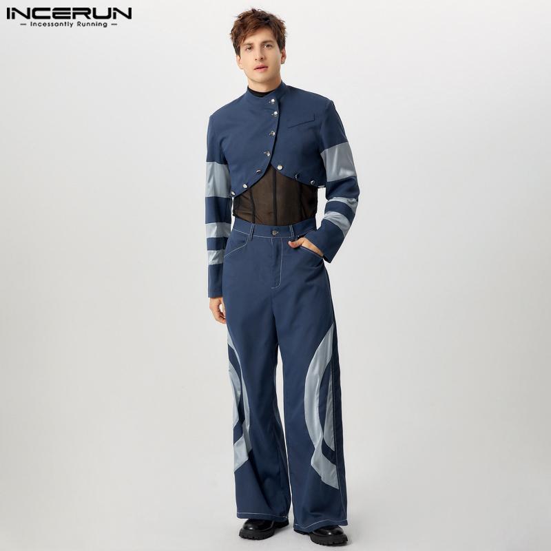 INCERUN Two Pieces Outfits Men Lapel Striped Short Jackets Long Straight Pants Sets S темно-синий
INCERUN Two Pieces Outfits Men Lapel Striped Short Jackets Long Straight Pants Sets S темно-синий