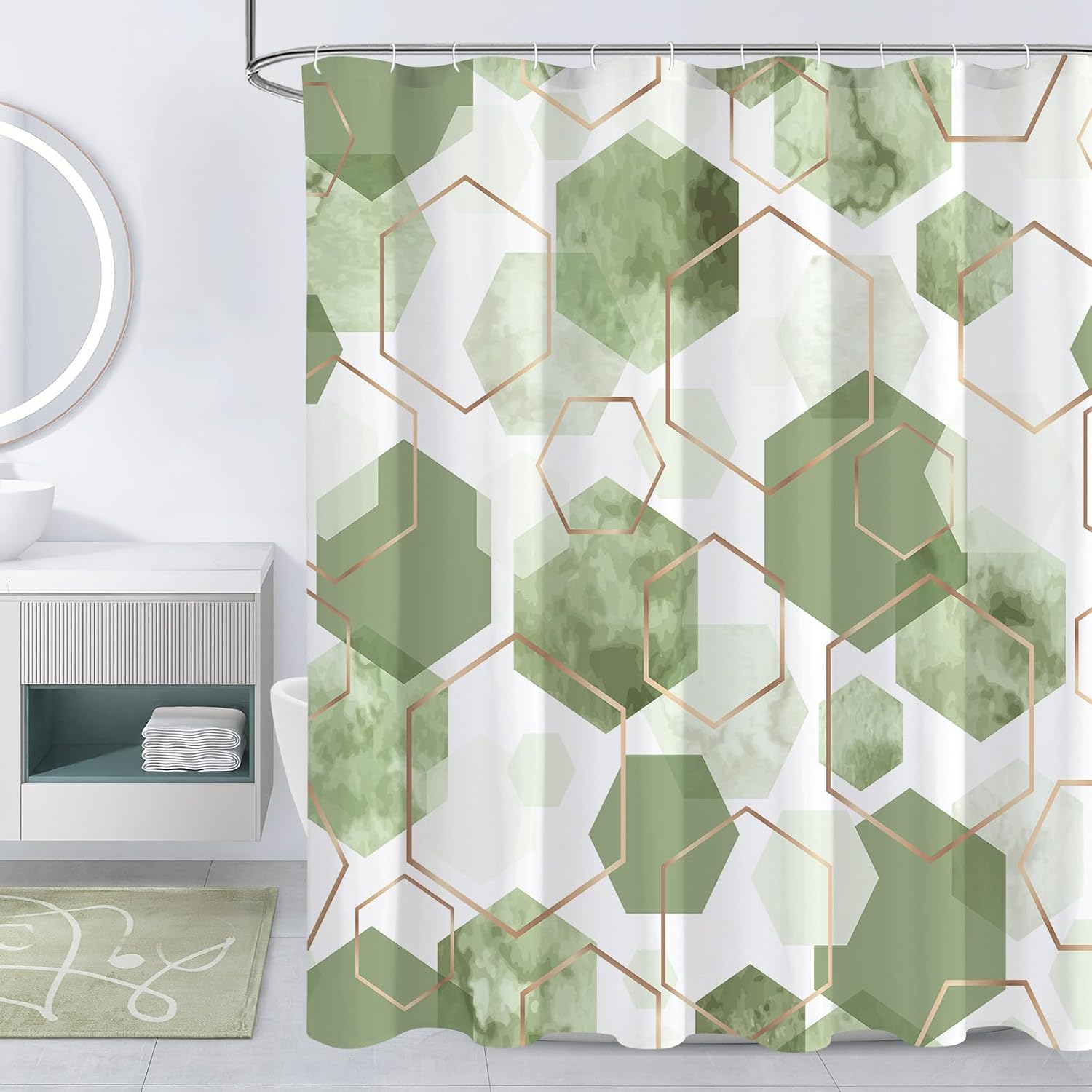 Sage Green Modern Shower Curtain for Bathroom, Geometric Art Decor Waterproof Bath Curtain, Abstract Fabric Shower Curtain 90x180CM
Sage Green Modern Shower Curtain for Bathroom, Geometric Art Decor Waterproof Bath Curtain, Abstract Fabric Shower Curtain 90x180CM