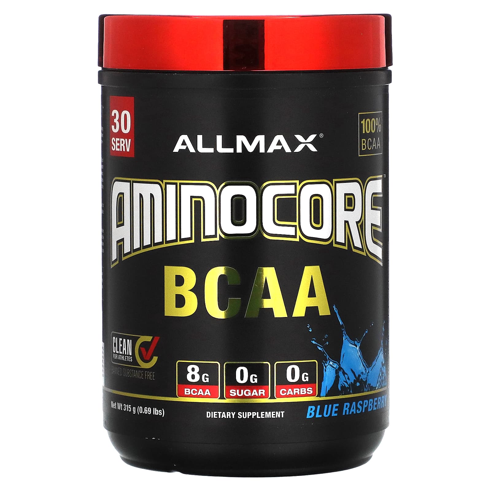 ALLMAX, AMINOCORE, BCAA, BCAA 8G + 0 Sugar + 0 Carbs, Blue Raspberry, 0.69 lbs (315 g)
ALLMAX, AMINOCORE, BCAA, BCAA 8G + 0 Sugar + 0 Carbs, Blue Raspberry, 0.69 lbs (315 g)