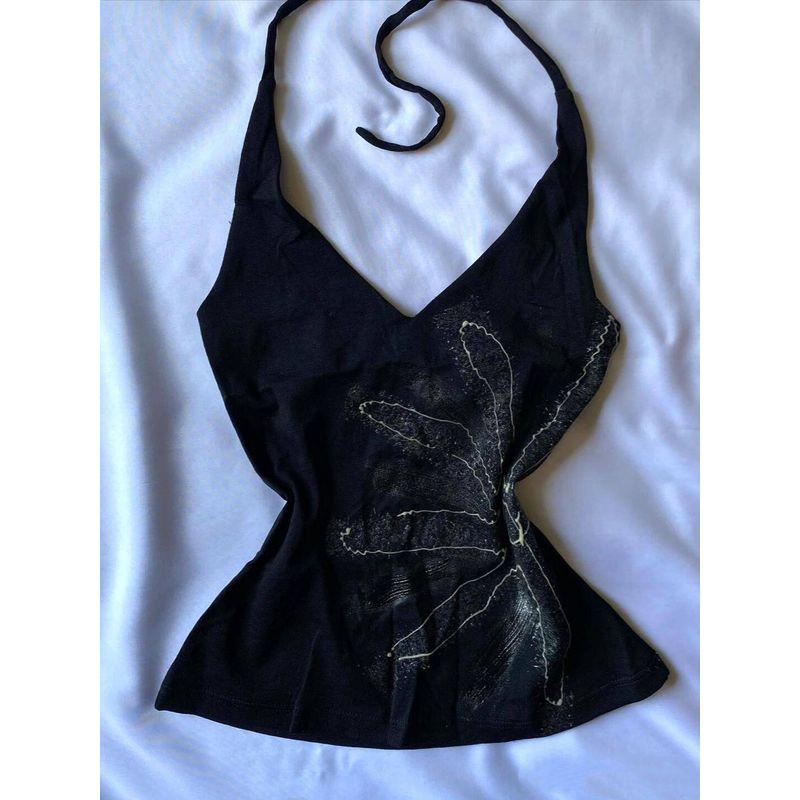 American Retro Vintage Printed Sleeveless T-Shirt for Women 2025 Summer Large V-Neck Design Niche Top Ins Black Halter Top S
American Retro Vintage Printed Sleeveless T-Shirt for Women 2025 Summer Large V-Neck Design Niche Top Ins Black Halter Top S