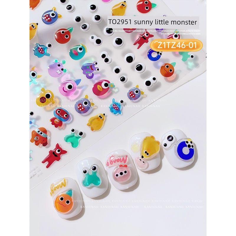 Funny Jelly Candy Nail Stickers Fingernail Decoration Stickers Three-Dimensional Little Monster Relief Candy Ribbon Back Glue Big Eyes Little Monster Jelly Relief -2951
Funny Jelly Candy Nail Stickers Fingernail Decoration Stickers Three-Dimensional Little Monster Relief Candy Ribbon Back Glue Big Eyes Little Monster Jelly Relief -2951