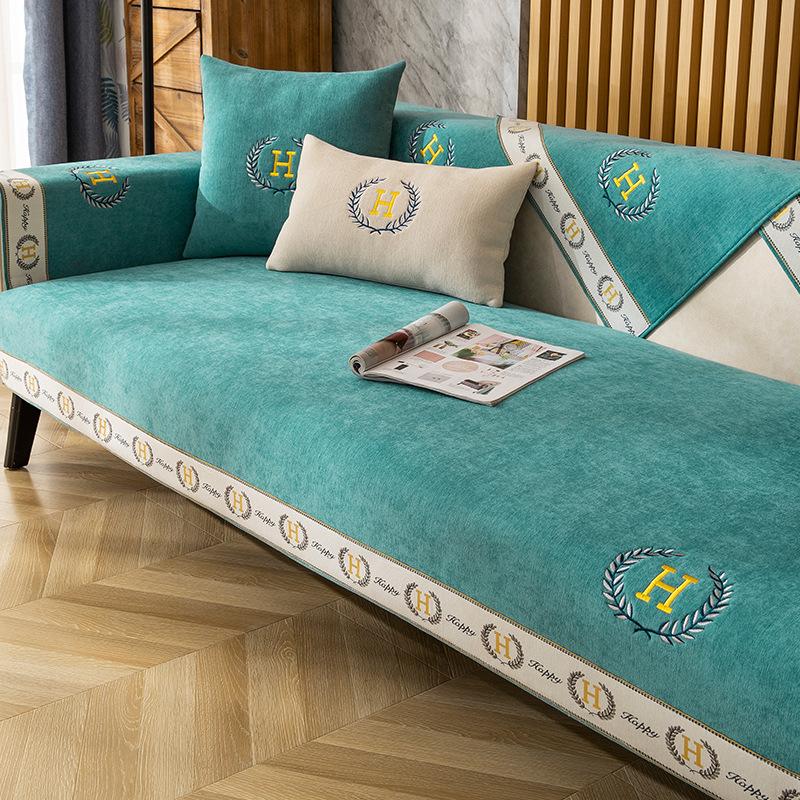 Кожаная подушка для дивана с вышивкой «Колосья пшеницы», современная нескользящая подкладка для стула с защитой от царапания кошек, белая окантовка, чехол для кресла, полотенце 30x50cm pillowcase трава зеленый