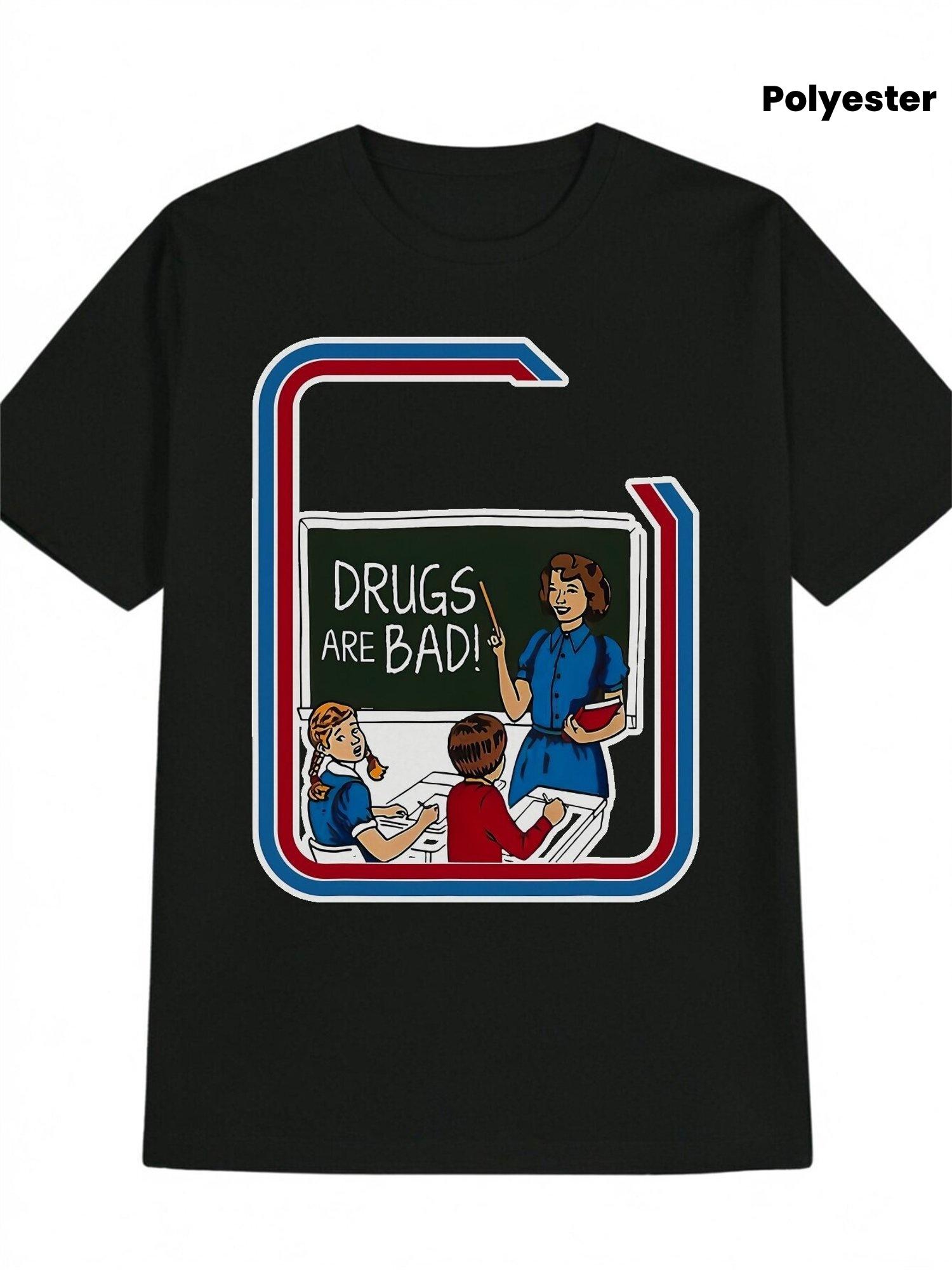 Humorous Vintage-Inspired Black T-shirt with Drugs Are Bad Graphic - Casual Short Sleeve XXL
Humorous Vintage-Inspired Black T-shirt with Drugs Are Bad Graphic - Casual Short Sleeve XXL