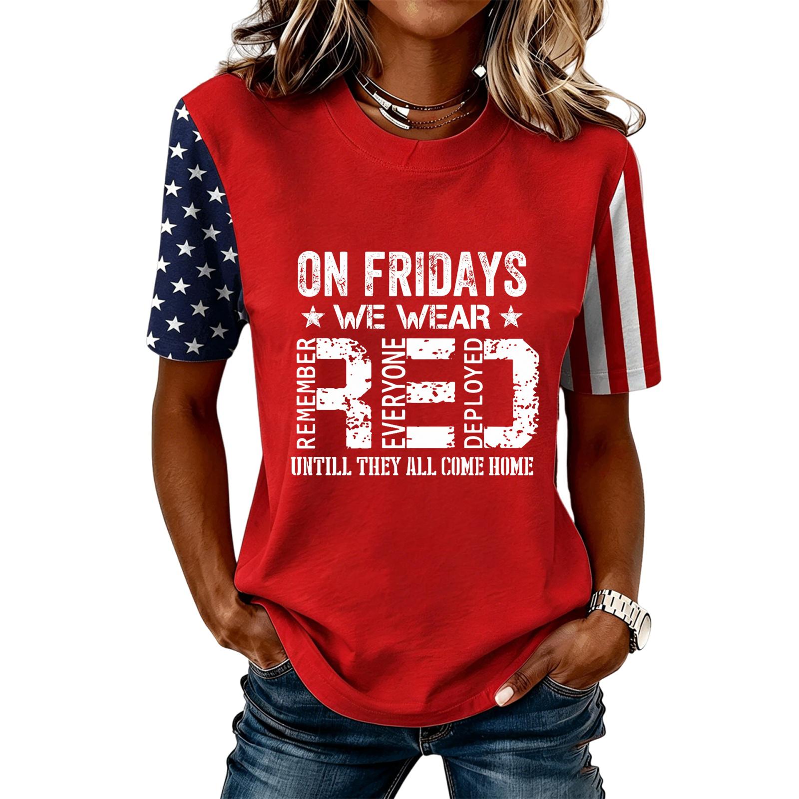 Women Casual Short Sleeve T Shirt Crew Neck Letter Print Top Stars and Stripes Sleeve Design Comfortable Fit XL кавун червоний колір
Women Casual Short Sleeve T Shirt Crew Neck Letter Print Top Stars and Stripes Sleeve Design Comfortable Fit XL кавун червоний колір