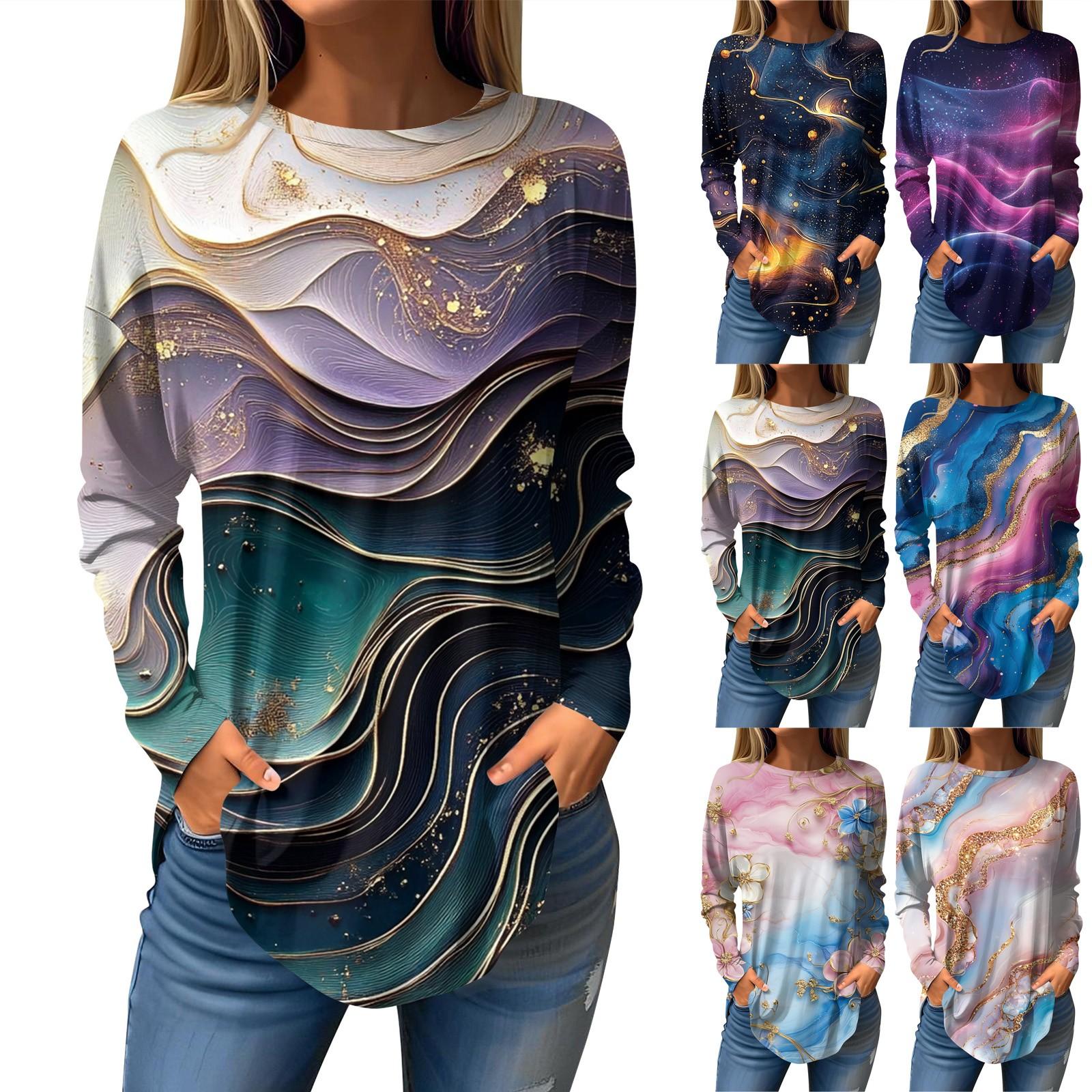 Women s Loose Casual Printed Round Neck Long Sleeved T Shirt Top Pullover Long Sleeved Sweatshirt M синій
Women s Loose Casual Printed Round Neck Long Sleeved T Shirt Top Pullover Long Sleeved Sweatshirt M синій