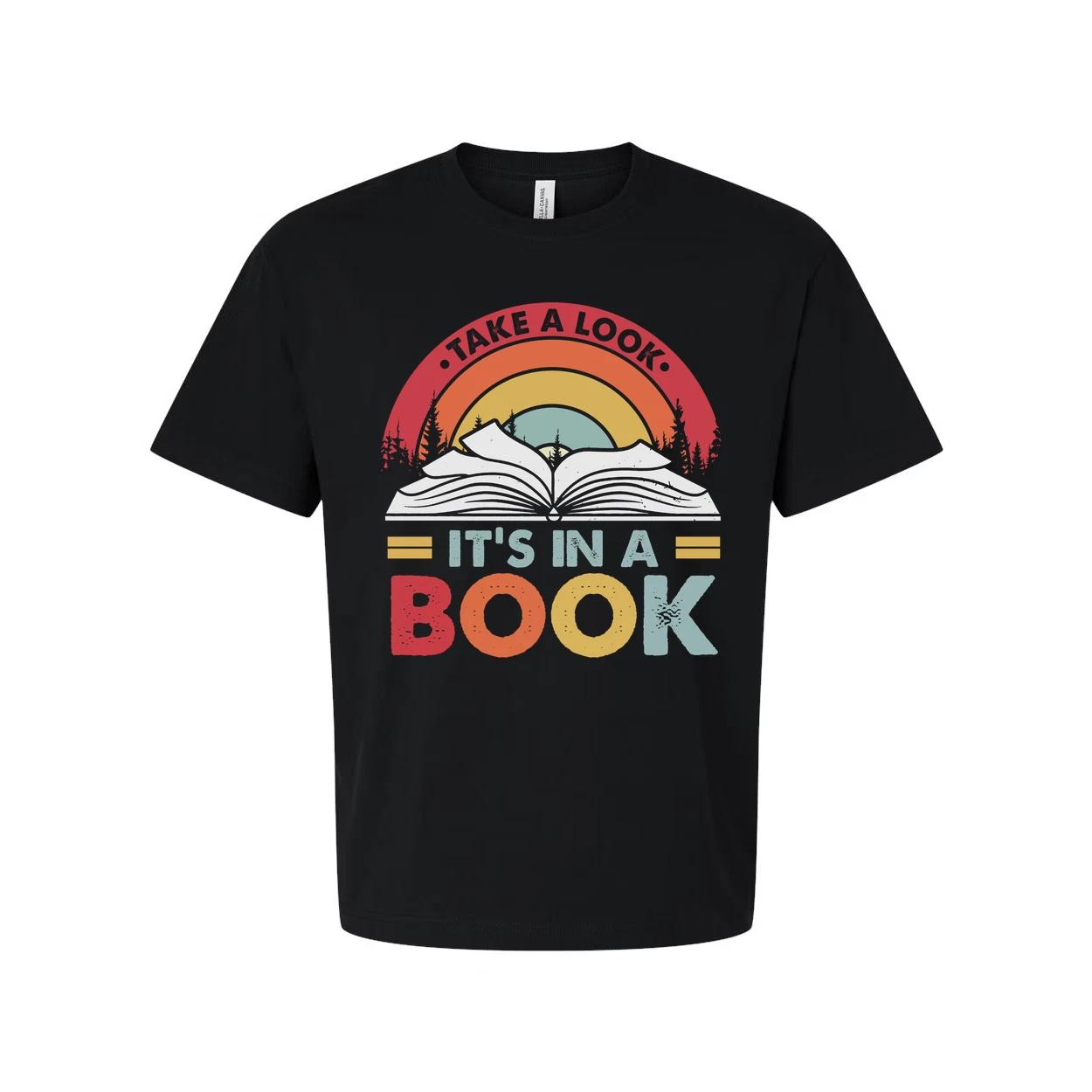 Unisex Graphic T Shirt With Rainbow Arc And Open Book Design Take A Look It s In L
Unisex Graphic T Shirt With Rainbow Arc And Open Book Design Take A Look It s In L