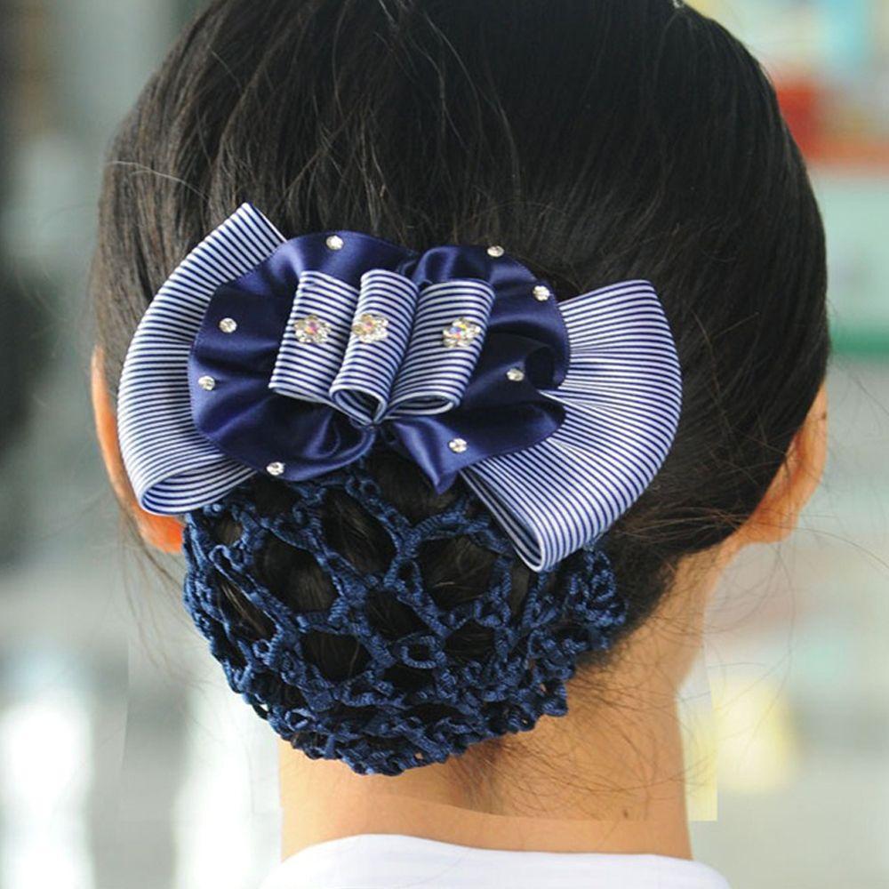 Nurse Zircon Crystal Hotel Ponytail Clip Korean Bun Snood Hairgrips Cover Net Women Spring Clips