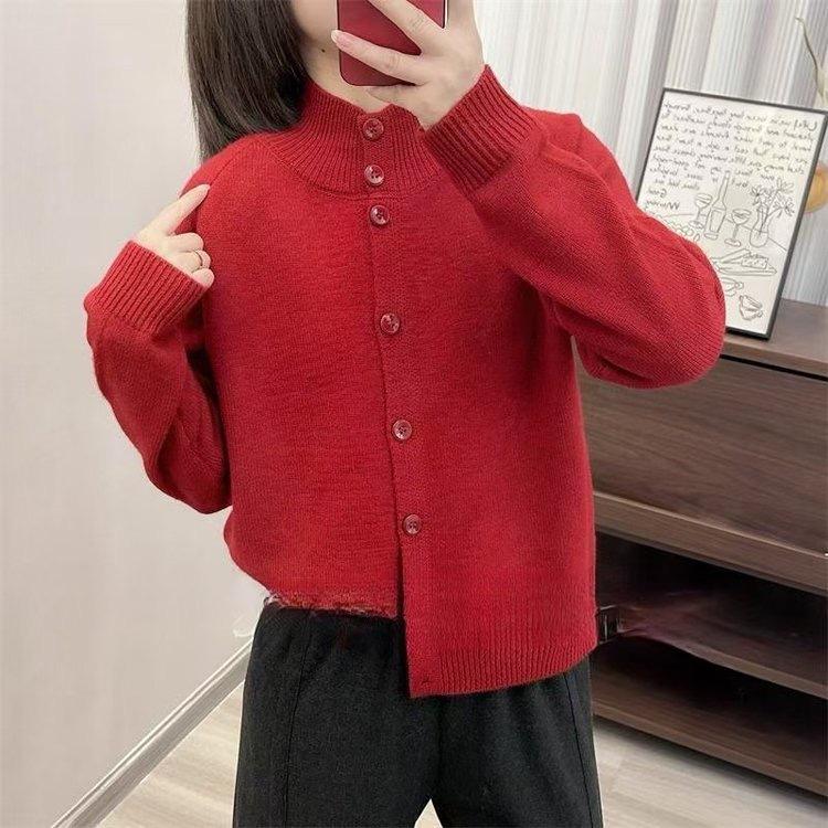 Women s Single-Breasted Knitted Cardigan, Half High Neck, Loose Fit, Korean Style, Soft, Autumn/Winter 2024. One size
Women s Single-Breasted Knitted Cardigan, Half High Neck, Loose Fit, Korean Style, Soft, Autumn/Winter 2024. One size