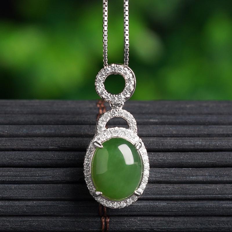Vintage 925 Silver Hetian Jasper Cabochon Pendant Necklace with Certified Natural Green Jade 925 Silver
Vintage 925 Silver Hetian Jasper Cabochon Pendant Necklace with Certified Natural Green Jade 925 Silver