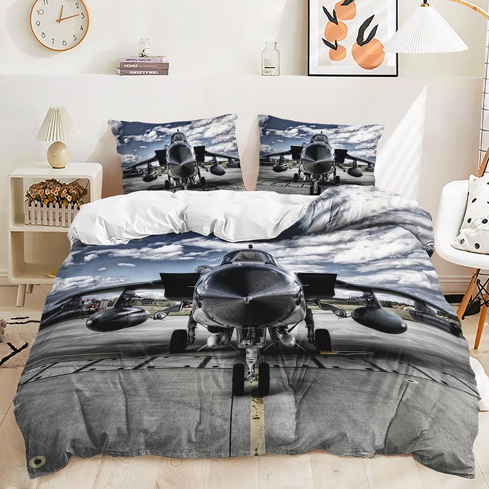 Three-Piece Aircraft Quilt Cover Two-Piece Bedding Kit Digital Printing Pillowcase 135 * 200 (two-piece set) 90g
Three-Piece Aircraft Quilt Cover Two-Piece Bedding Kit Digital Printing Pillowcase 135 * 200 (two-piece set) 90g