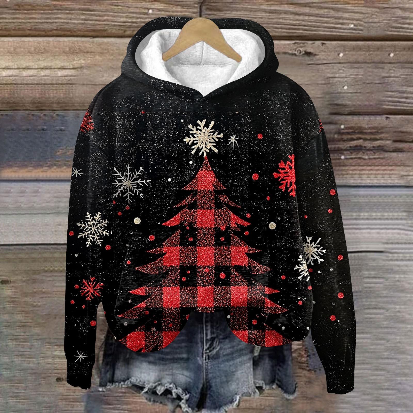 Женская модная толстовка с капюшоном и заниженной линией плеч с длинным рукавом и рождественским принтом L чёрный
Женская модная толстовка с капюшоном и заниженной линией плеч с длинным рукавом и рождественским принтом L чёрный