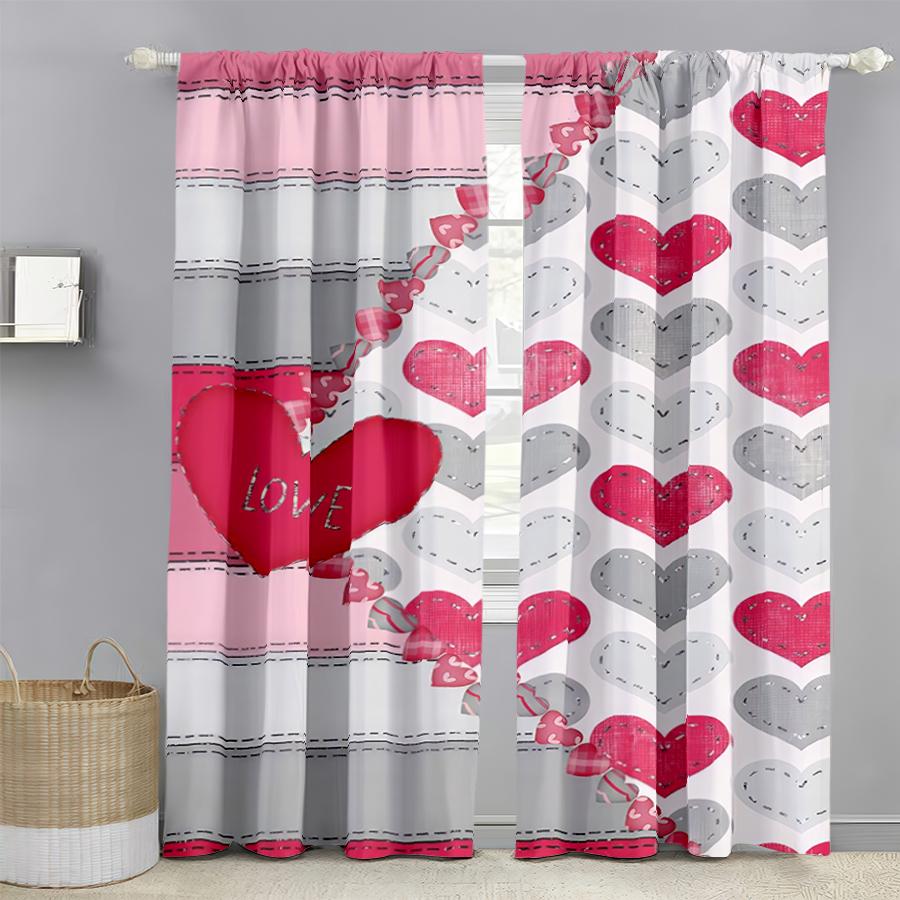 Set Of 2 Pink Grey Contrasting Love Curtains Sweet Wind Bedroom Living Room Decoration Drawbar Pocket Style Curtain Polyester Perfect For Sitting W100*H70(CM)-Rod Pocket&2PCS
Set Of 2 Pink Grey Contrasting Love Curtains Sweet Wind Bedroom Living Room Decoration Drawbar Pocket Style Curtain Polyester Perfect For Sitting W100*H70(CM)-Rod Pocket&2PCS
