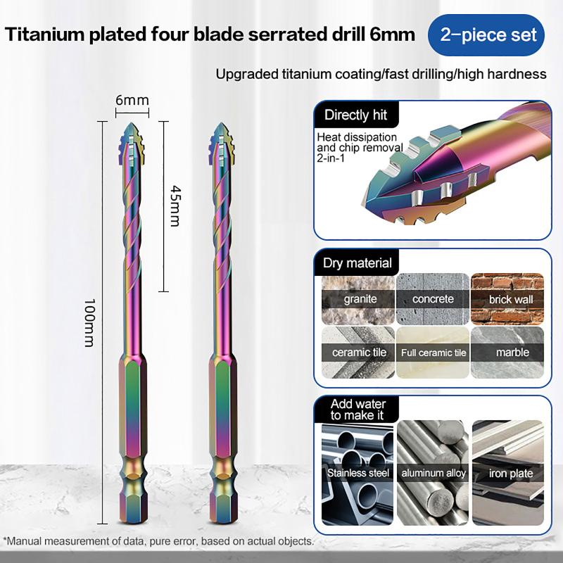 2pcs or 4pcs 6-12mm Four-edge Serrated Drill Bit Set Drilling Tools Tor Glass Tiles Concrete Metal Ceramics Drill Bits Set Tools
2pcs or 4pcs 6-12mm Four-edge Serrated Drill Bit Set Drilling Tools Tor Glass Tiles Concrete Metal Ceramics Drill Bits Set Tools