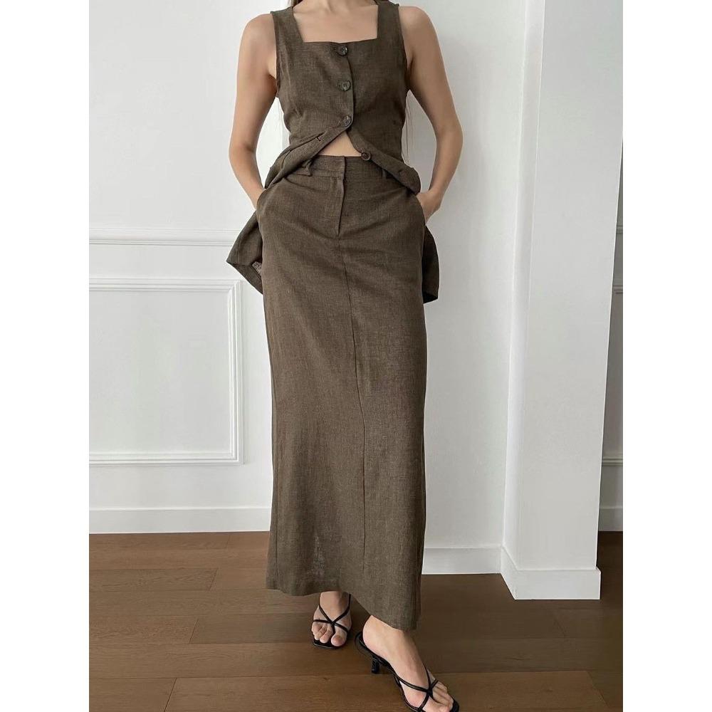 European and American fashion simple summer professional women s clothing commuting pure cotton pocket vest vest long skirt two-piece women s suit S коричневый
European and American fashion simple summer professional women s clothing commuting pure cotton pocket vest vest long skirt two-piece women s suit S коричневый