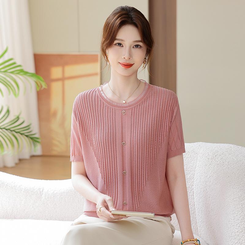 Mom s Summer Chic Ice Silk Knit Top - Short-Sleeve, Loose Round Neck for Middle-Aged & Elderly Women XL (100-110 pounds) рожевий/помаранчевий
Mom s Summer Chic Ice Silk Knit Top - Short-Sleeve, Loose Round Neck for Middle-Aged & Elderly Women XL (100-110 pounds) рожевий/помаранчевий