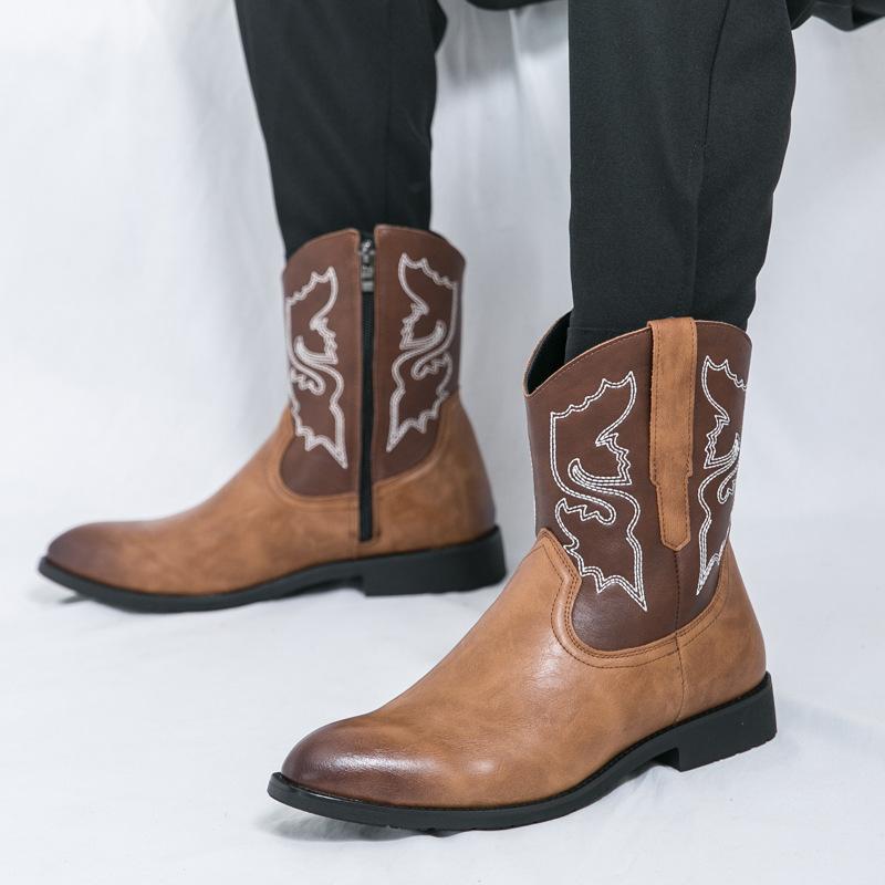 Men s leather boots large size autumn and winter new high-top boots fashion trend retro short boots western cowboy boots 38
Men s leather boots large size autumn and winter new high-top boots fashion trend retro short boots western cowboy boots 38