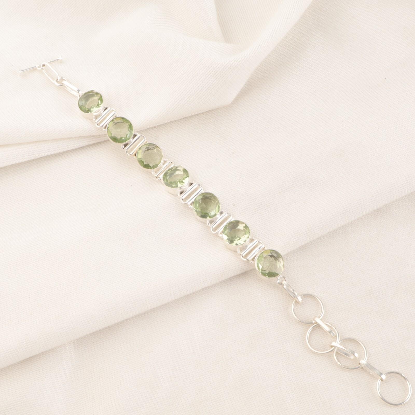 Green Amethyst Gemstone 925 Sterling Silver Jewelry Bracelet9 For Birthday Gift RB-7-19
Green Amethyst Gemstone 925 Sterling Silver Jewelry Bracelet9 For Birthday Gift RB-7-19