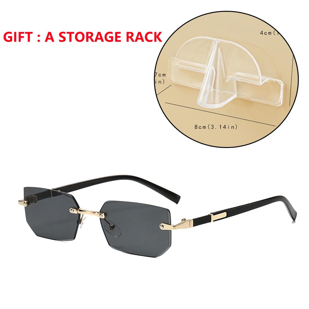 Rimless Sunglasses with Glasses Storage Rack Men Women Fashion Frameless Rectangle Sun Glasses Retro Shades Summer Eyewear
Rimless Sunglasses with Glasses Storage Rack Men Women Fashion Frameless Rectangle Sun Glasses Retro Shades Summer Eyewear