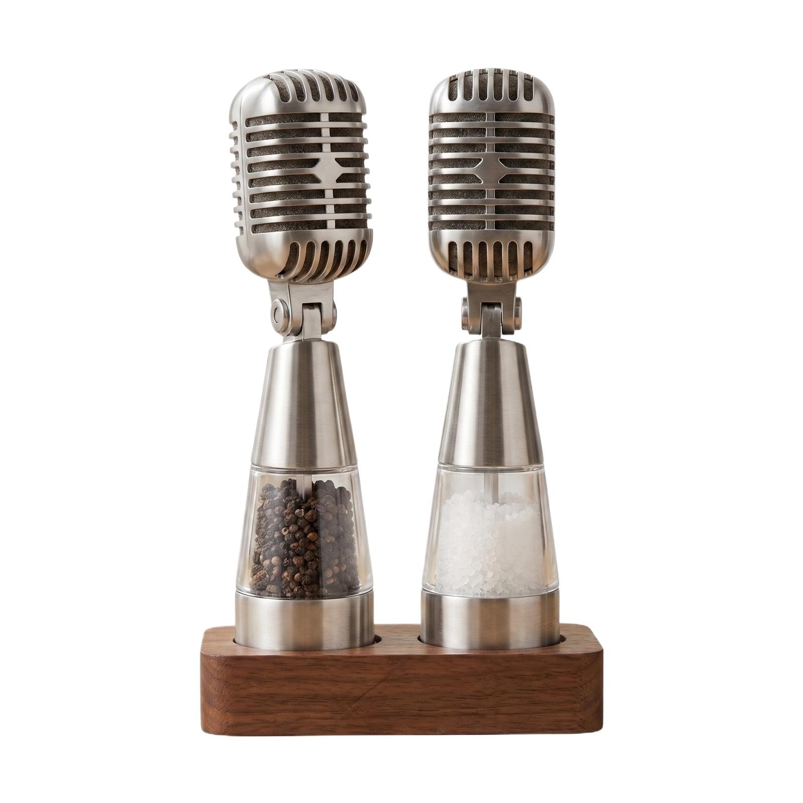 Multi-Functional Microphone Design Salt Grinder and Pepper Mill Set with Adjustable Ceramic Grinding Mechanism and Wooden Stand for Kitchen Use one size
Multi-Functional Microphone Design Salt Grinder and Pepper Mill Set with Adjustable Ceramic Grinding Mechanism and Wooden Stand for Kitchen Use one size