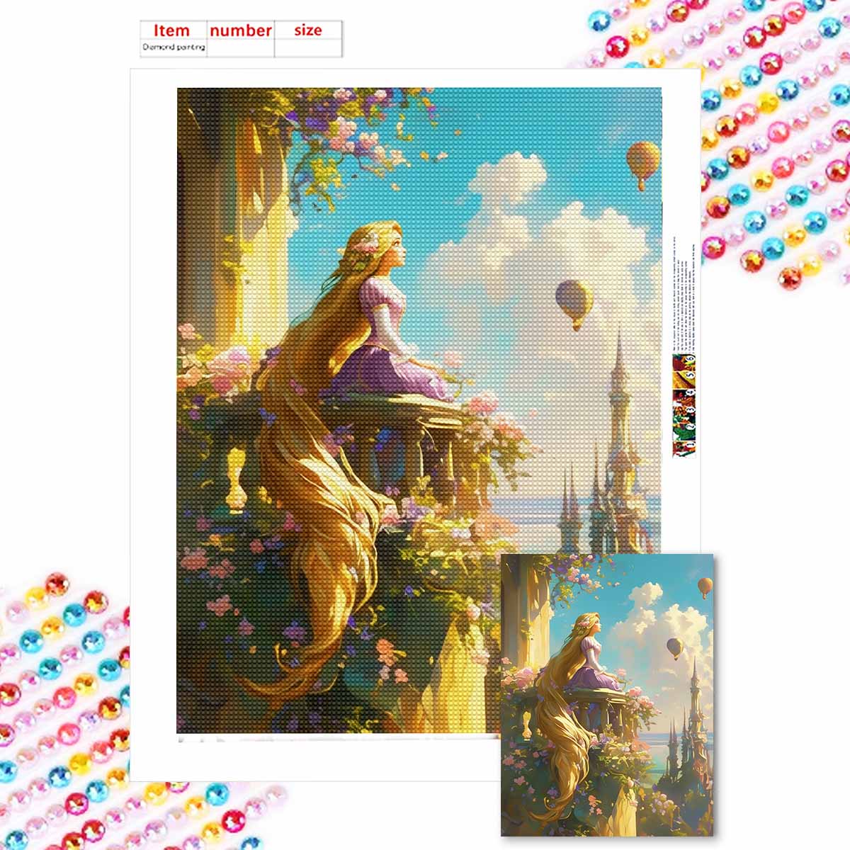 5D Алмазная Живопись Сделай Сам Цветы и Рапунцель Полная Выкладка Стразы Мозаика Вышивка Изделия Ручной Работы Домашний Декор Подарок Round 20x30cm