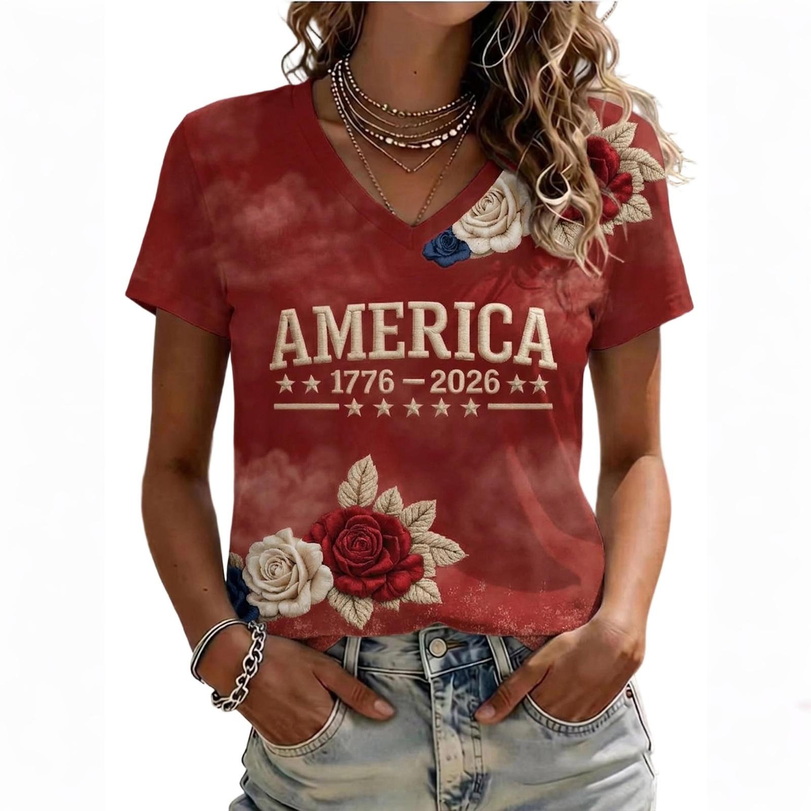Women’s Casual V Neck Short Sleeve Pullover T Shirt with Independence Day Inspired Print and Floral Pattern for Summer Wear XL
Women’s Casual V Neck Short Sleeve Pullover T Shirt with Independence Day Inspired Print and Floral Pattern for Summer Wear XL