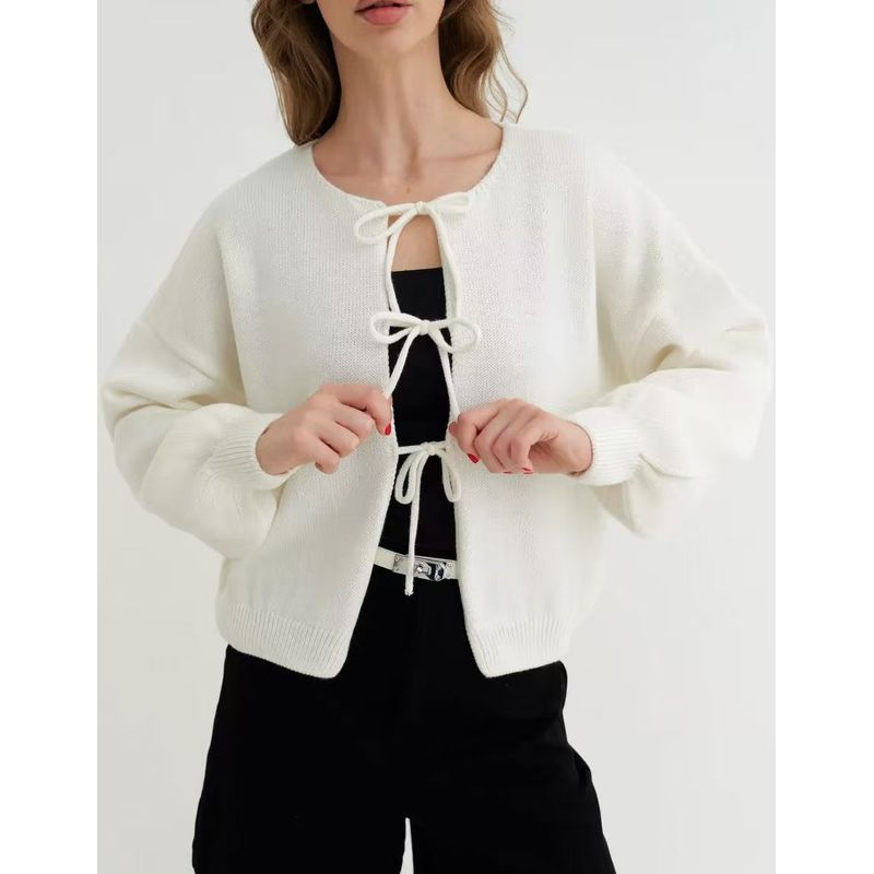Fashion Wind New Arrival Fashion Elegant Knitting Long Sleeves Shoelace Sweater Top Tie up Knitted Sweater White S
Fashion Wind New Arrival Fashion Elegant Knitting Long Sleeves Shoelace Sweater Top Tie up Knitted Sweater White S