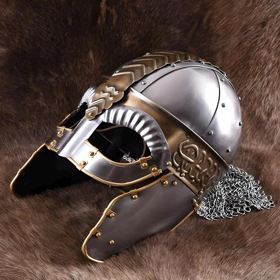 Gjermundbu Viking Helmet, Norse Warrior, LARP Combat Gear, Handmade Steel and Brass Helmet
Gjermundbu Viking Helmet, Norse Warrior, LARP Combat Gear, Handmade Steel and Brass Helmet