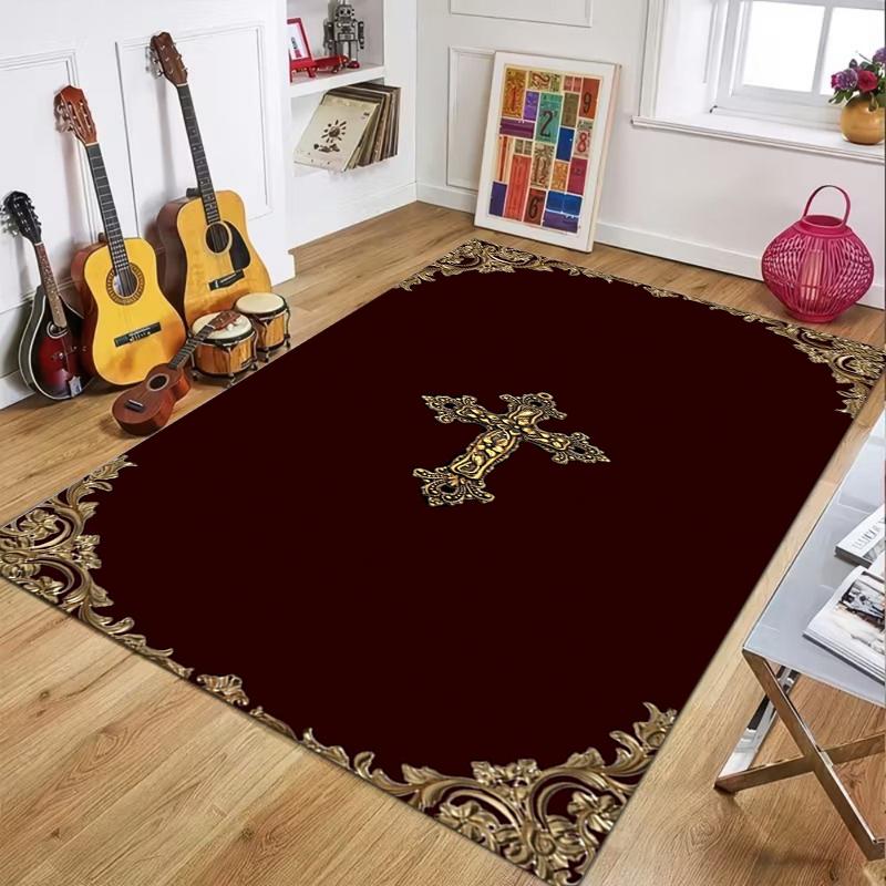 Vintage Gothic Cross Area Rug Ornate Gold Christian Religious Decorative Floor Mat for Living Room Bedroom Home Decor Non Slip 40X60CM
Vintage Gothic Cross Area Rug Ornate Gold Christian Religious Decorative Floor Mat for Living Room Bedroom Home Decor Non Slip 40X60CM