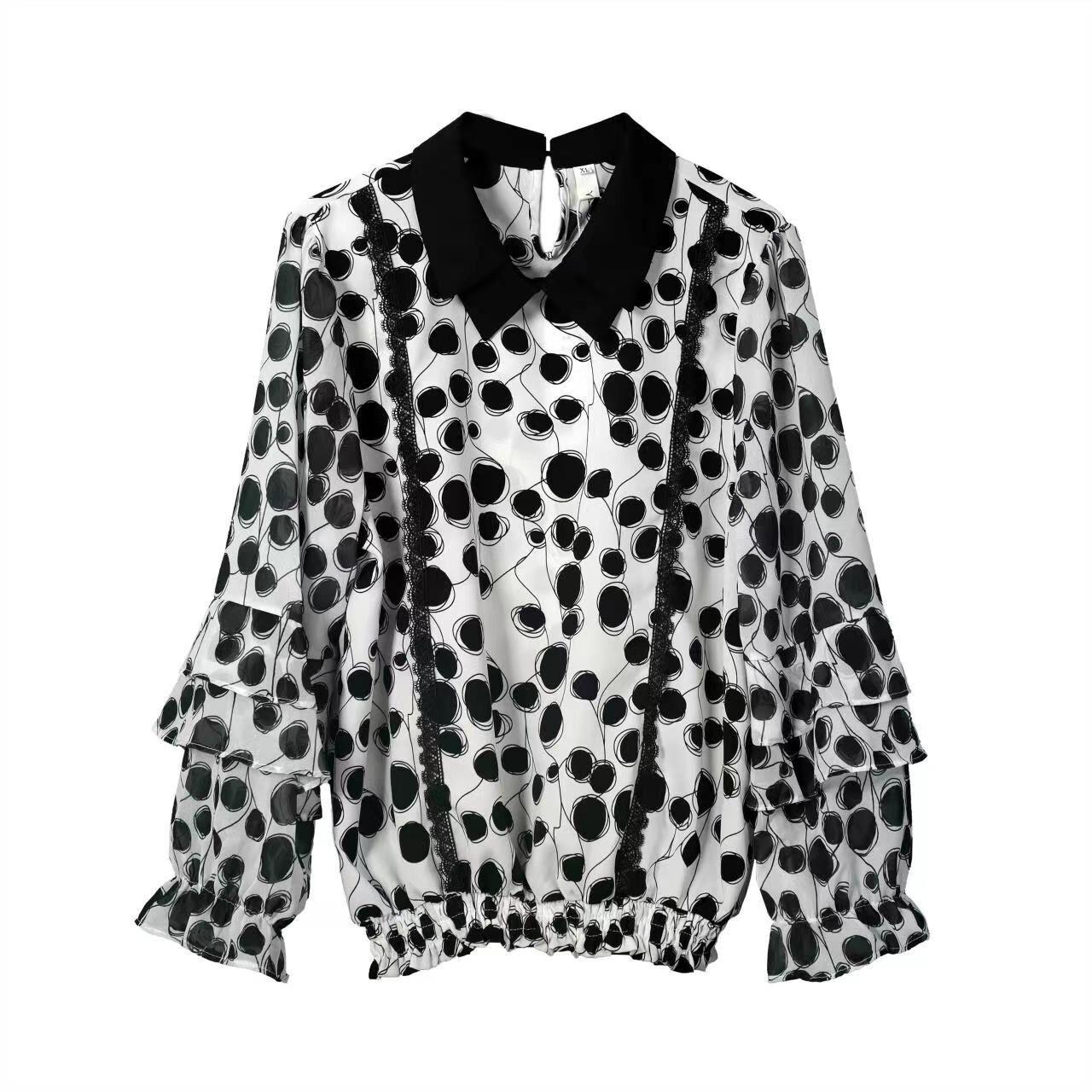 Patchwork Ruffles Polka Dot Graphic Turn-down Collar Flare Sleeve Pullovers Women s Clothing Loose Spring Summer Thin Tops L білий
Patchwork Ruffles Polka Dot Graphic Turn-down Collar Flare Sleeve Pullovers Women s Clothing Loose Spring Summer Thin Tops L білий