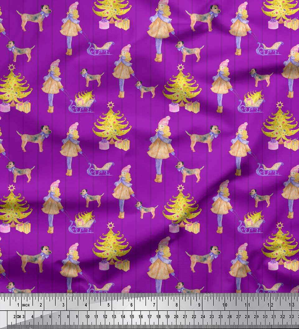 Soimoi Blue Japan Crepe Satin Fabric Women, Gift Box & Tree Christmas Print Тканина на метри 42 дюйма 42 Inch Wide - Poly Crepe фіолетовий
Soimoi Blue Japan Crepe Satin Fabric Women, Gift Box & Tree Christmas Print Тканина на метри 42 дюйма 42 Inch Wide - Poly Crepe фіолетовий