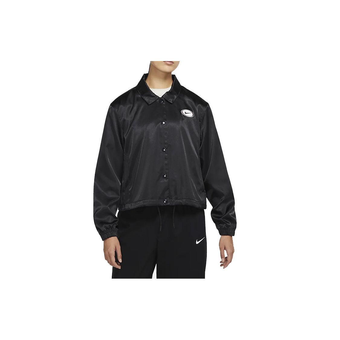 Nike Повседневная атласная вышитая куртка женские куртки черные DJ1087-010 M 
Nike Повседневная атласная вышитая куртка женские куртки черные DJ1087-010 M