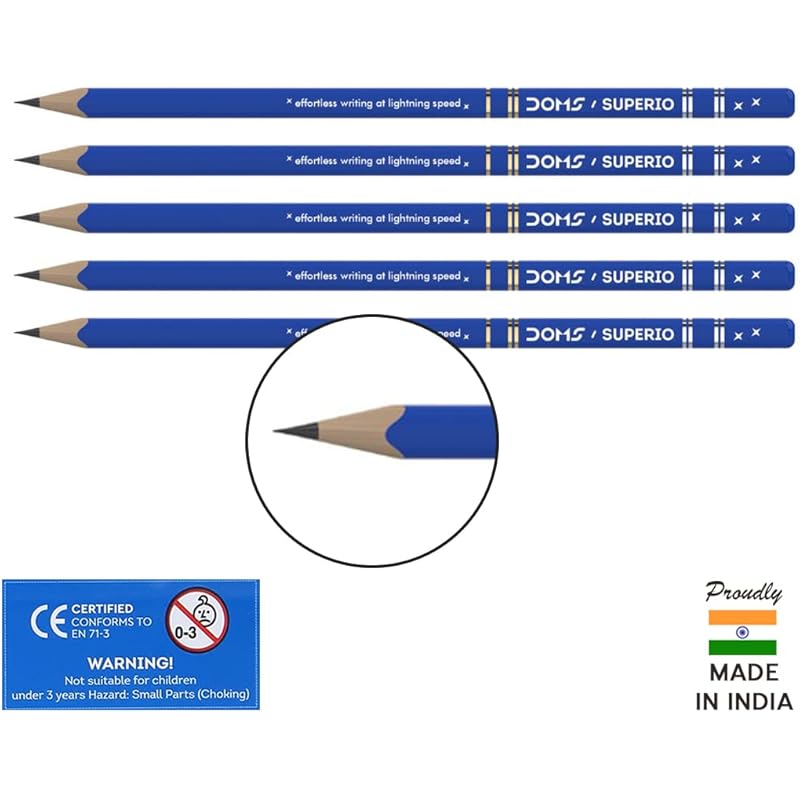 Doms Superio Non-Toxic Super Dark Graphite Pencils | Tumbler Pack | Effortless Writing | Ideal For Sketching & Drawing | 1 count (Pack of 50)
Doms Superio Non-Toxic Super Dark Graphite Pencils | Tumbler Pack | Effortless Writing | Ideal For Sketching & Drawing | 1 count (Pack of 50)