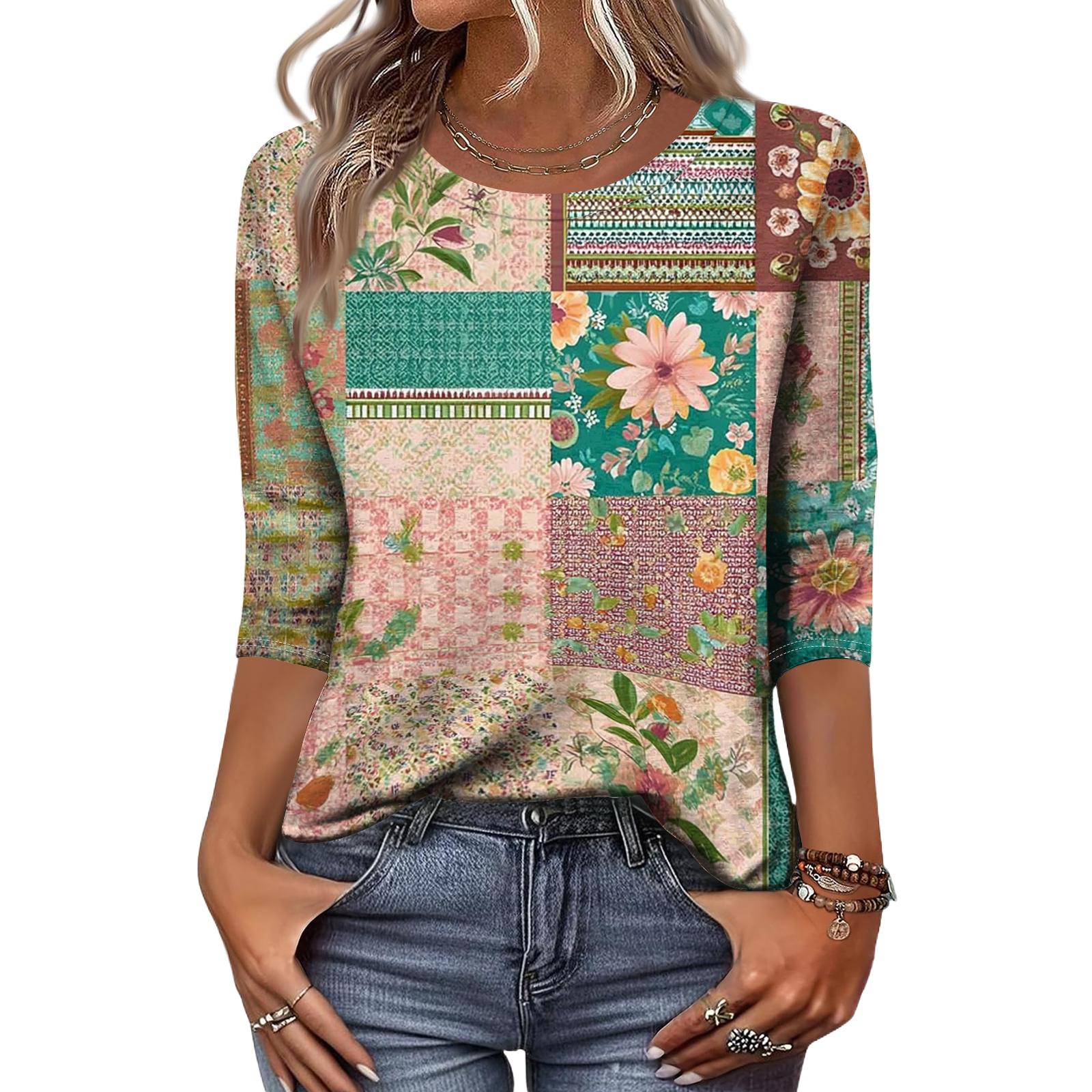Long Sleeve Shirts for Women Patchwork Floral Print Womens Long Sleeve Tops Casual Crewneck Long Sleeve T Shirt Women for Daily Wear M
Long Sleeve Shirts for Women Patchwork Floral Print Womens Long Sleeve Tops Casual Crewneck Long Sleeve T Shirt Women for Daily Wear M