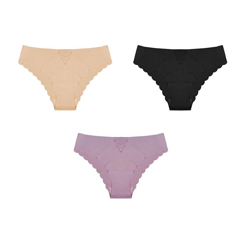 3 шт./лот, женские трусики с низкой талией, бесшовные летние дышащие трусы из ледяного шелка, цельное сексуальное женское нижнее белье с треугольными чашечками XL