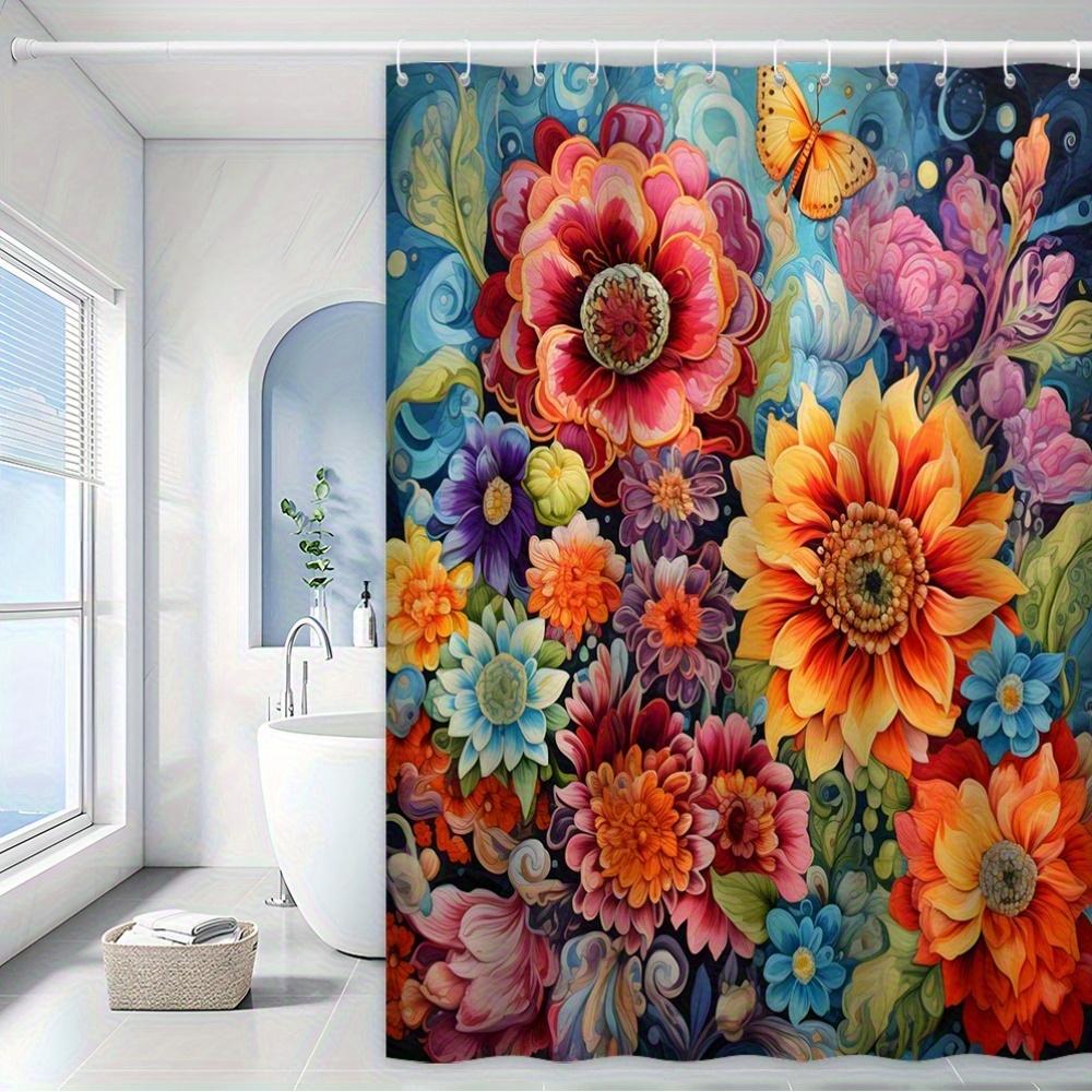 Vibrant Floral Shower Curtain - Colorful Flower & Butterfly Theme For Bathroom Decor, Adds Artistic Beauty And Nature S Charm W60H190(CM)-1 Pcs
Vibrant Floral Shower Curtain - Colorful Flower & Butterfly Theme For Bathroom Decor, Adds Artistic Beauty And Nature S Charm W60H190(CM)-1 Pcs