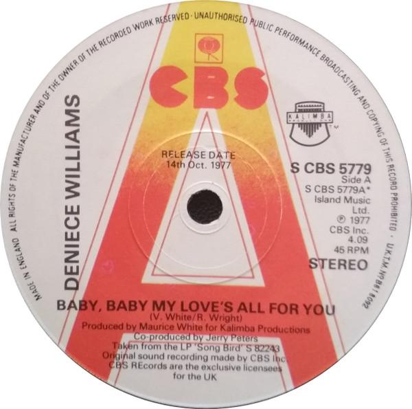 7inch Record DENIECE WILLIAMS - Baby, Baby My Love s All For You SCBS5779PROMO CBS 1977 UK Soul/Funk Used
7inch Record DENIECE WILLIAMS - Baby, Baby My Love s All For You SCBS5779PROMO CBS 1977 UK Soul/Funk Used