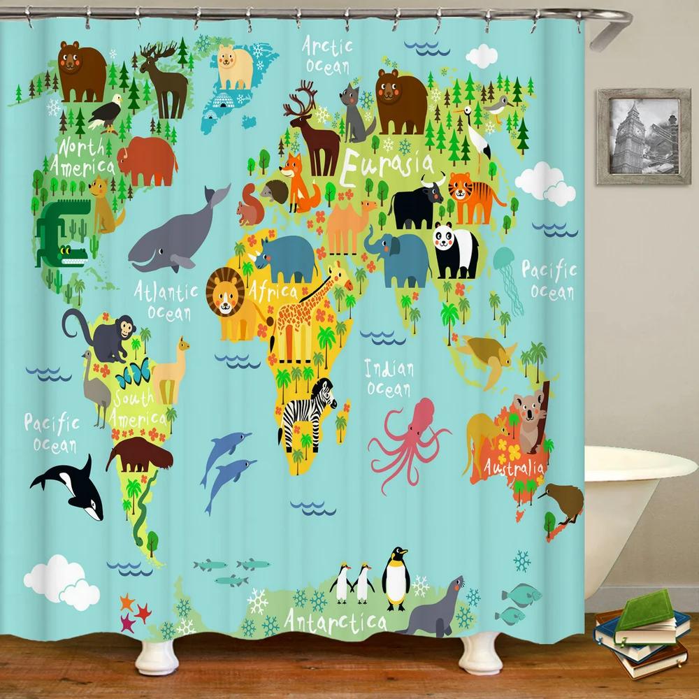 3D Cartoon Animals Map Bathroom Curtains Shower Curtains Print Waterproof With Hooks Cute Children Decor Washable Fabric Screen W60H190(CM)-1 Pcs
3D Cartoon Animals Map Bathroom Curtains Shower Curtains Print Waterproof With Hooks Cute Children Decor Washable Fabric Screen W60H190(CM)-1 Pcs