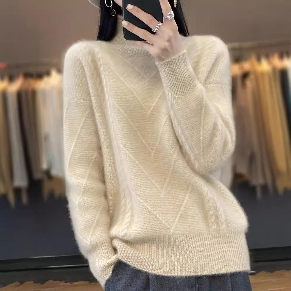 Women s 100% Wool Knitted Sweater - Autumn/Winter, Thick, Semi-High Neck, Lazy Style XL for 130-140 lbs
Women s 100% Wool Knitted Sweater - Autumn/Winter, Thick, Semi-High Neck, Lazy Style XL for 130-140 lbs