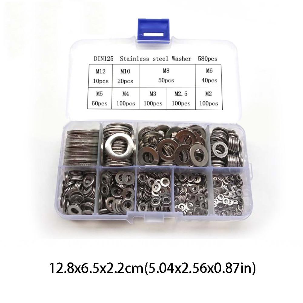 580pcs Set Washers Assortment Kit 304 Stainless Steel Stainless Steel Gasket Factory Repair 580 pcs
580pcs Set Washers Assortment Kit 304 Stainless Steel Stainless Steel Gasket Factory Repair 580 pcs