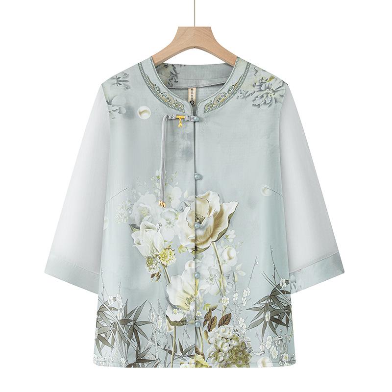 Retro Chiffon Blouse for Middle-Aged Women, 2026 Summer Style, Seven-Quarter Sleeves, Printed Top 4XL 130-140 jin сірий колір
Retro Chiffon Blouse for Middle-Aged Women, 2026 Summer Style, Seven-Quarter Sleeves, Printed Top 4XL 130-140 jin сірий колір