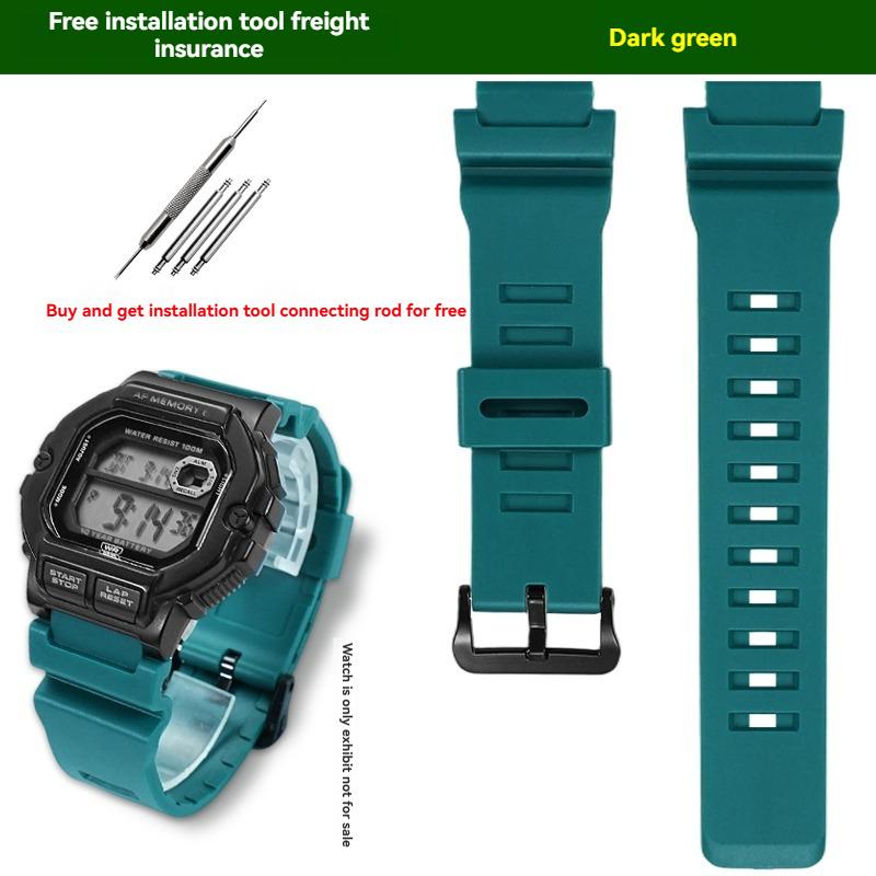 Sports silicone resin watch strap For Casio WS-1400H/1300/1700H W-737H waterproof and sweat proof watch accessories 18mm темно-зелений колір
Sports silicone resin watch strap For Casio WS-1400H/1300/1700H W-737H waterproof and sweat proof watch accessories 18mm темно-зелений колір