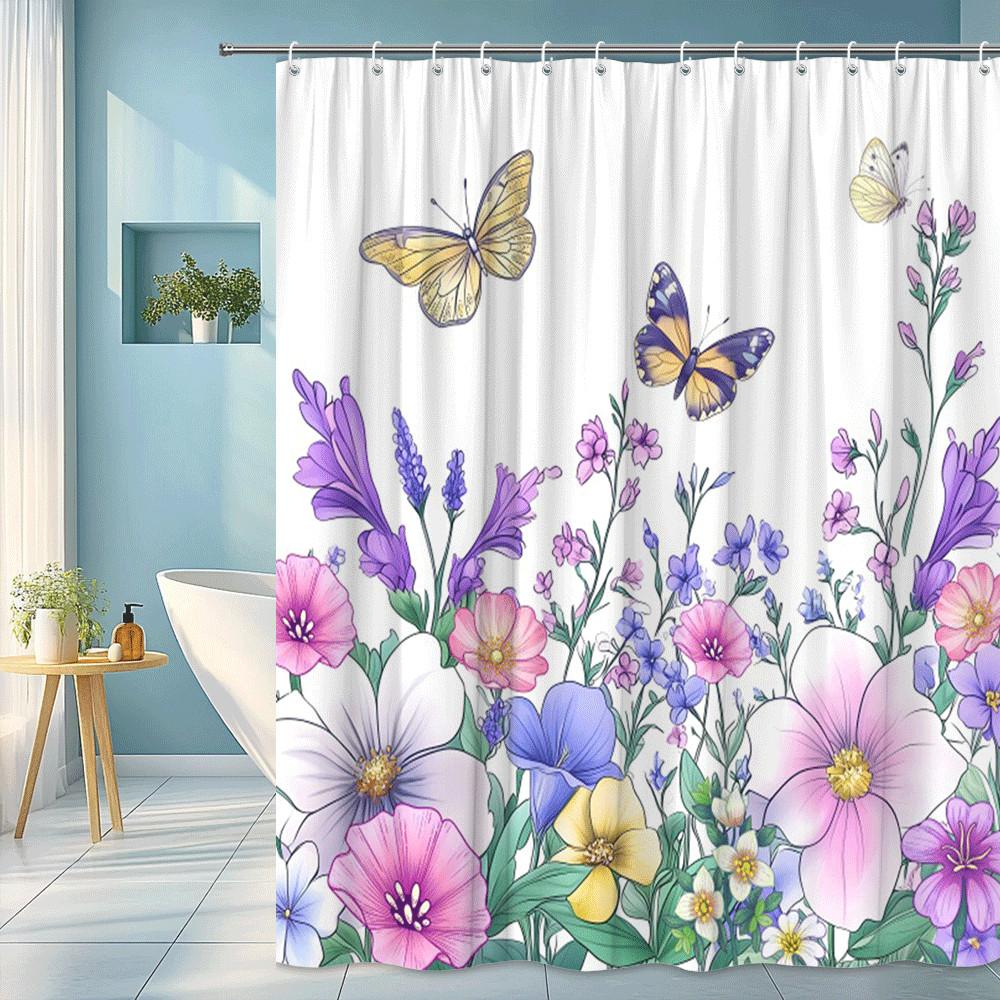 Colorful Butterfly And Flowers Shower Curtain Vibrant Garden Pattern On White Background Waterproof Easy To Install Non-Toxic W60H190(CM)-1 Pcs
Colorful Butterfly And Flowers Shower Curtain Vibrant Garden Pattern On White Background Waterproof Easy To Install Non-Toxic W60H190(CM)-1 Pcs