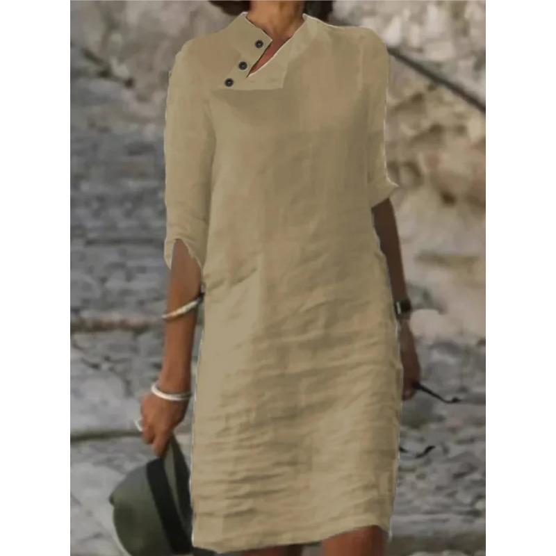 Весенне-летнее новое повседневное платье с воротником-стойкой на пуговицах, из хлопка и льна, однотонное, со средним рукавом 3XL хаки
Весенне-летнее новое повседневное платье с воротником-стойкой на пуговицах, из хлопка и льна, однотонное, со средним рукавом 3XL хаки