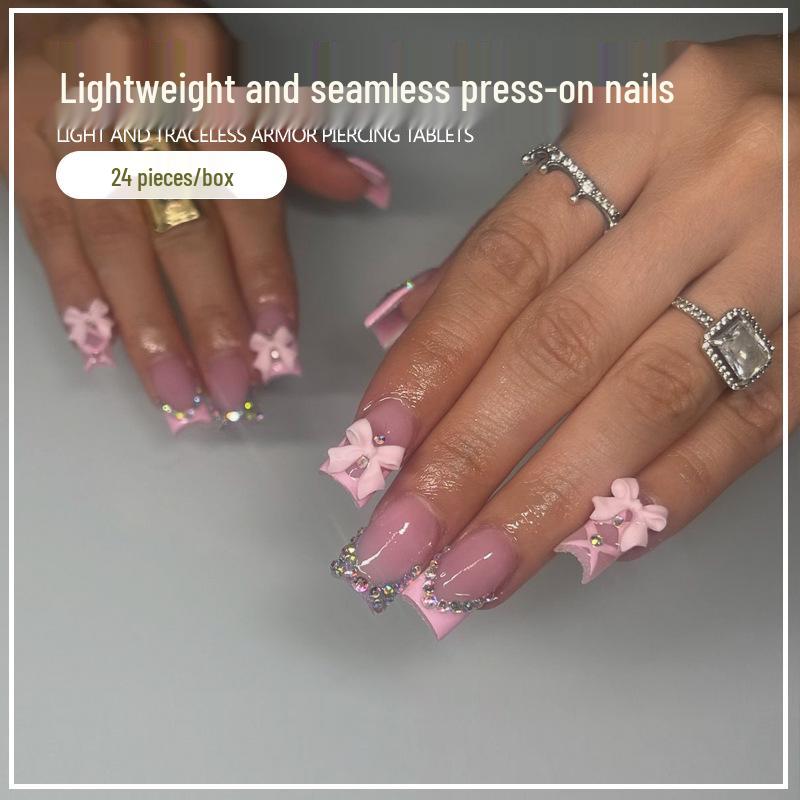 Fashionable Bow French Manicure Wearable Nails - Removable False Nail Stickers Glue Type
Fashionable Bow French Manicure Wearable Nails - Removable False Nail Stickers Glue Type