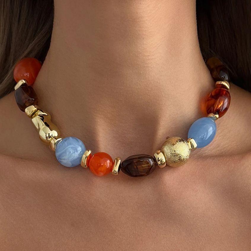 SHIXIN New Bohemian Colored Resin Beaded Beaded Chokers Necklaces for Women Vintage Elegant Adjustable Clavicle Chain Jewelry
SHIXIN New Bohemian Colored Resin Beaded Beaded Chokers Necklaces for Women Vintage Elegant Adjustable Clavicle Chain Jewelry