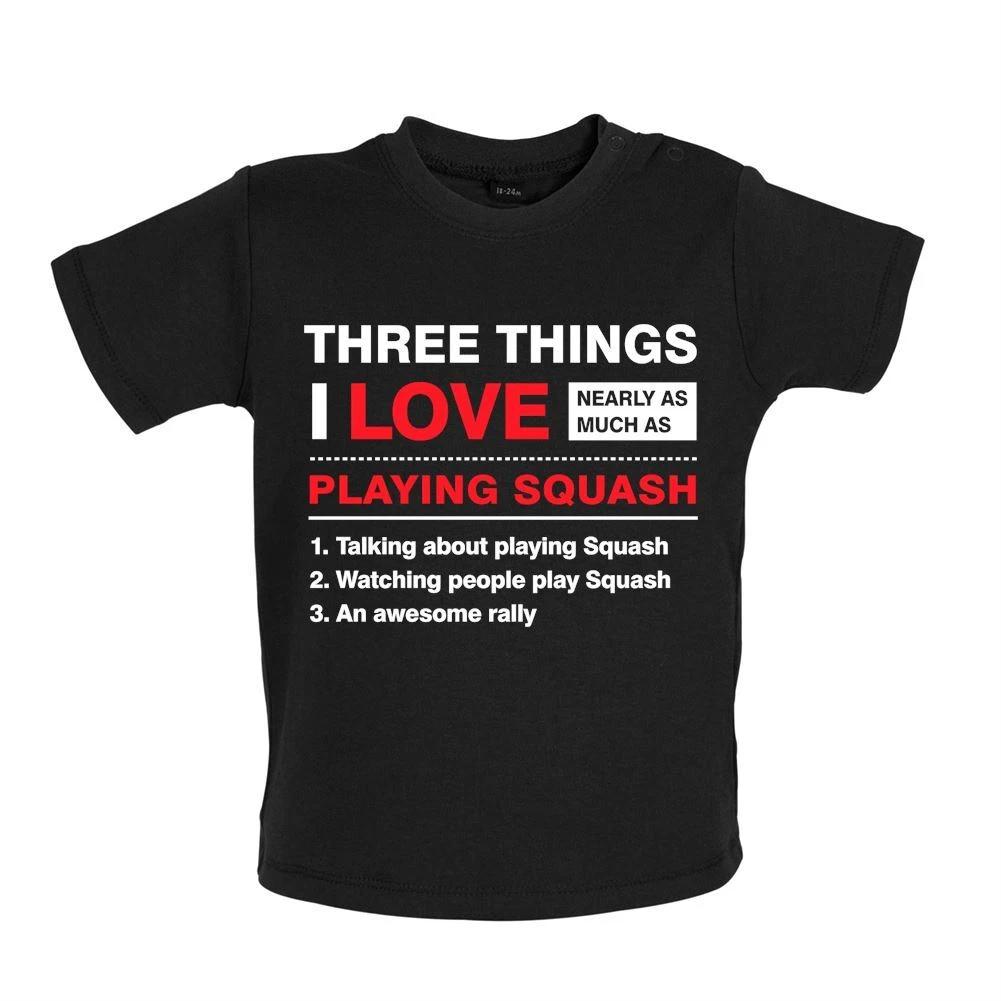 Three Things I Love Squash - Baby Kids Boys Girls Unisex T-Shirt / Babygrow - Racquet Player Court 160
Three Things I Love Squash - Baby Kids Boys Girls Unisex T-Shirt / Babygrow - Racquet Player Court 160
